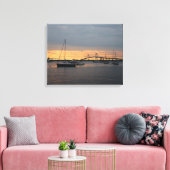 Zonsondergang in Newport, RI - Canvas Afdruk (Insitu (Woonkamer))