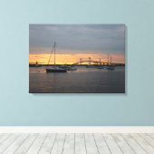 Zonsondergang in Newport, RI - Canvas Afdruk (Insitu (Houten vloer))