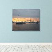 Zonsondergang in Newport, RI - Canvas Afdruk (Insitu (Houten vloer))
