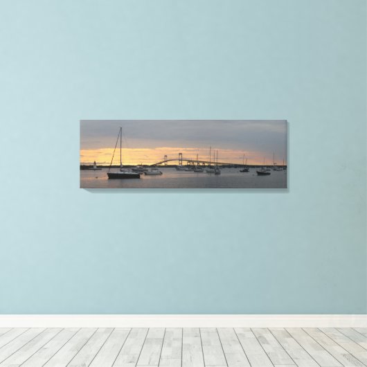 Zonsondergang in Newport, RI - Panorama Canvas (Insitu (Houten vloer))
