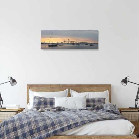 Zonsondergang in Newport, RI - Panorama Canvas (Insitu (Slaapkamer))