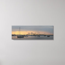 Zonsondergang in Newport, RI - Panorama Canvas