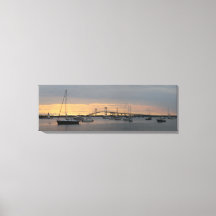 Zonsondergang in Newport, RI - Panorama Canvas