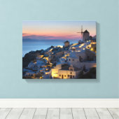 Zonsondergang in Oia Griekenland Canvas Afdruk (Insitu (Houten vloer))