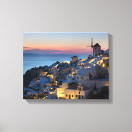 Zonsondergang in Oia Griekenland Canvas Afdruk
