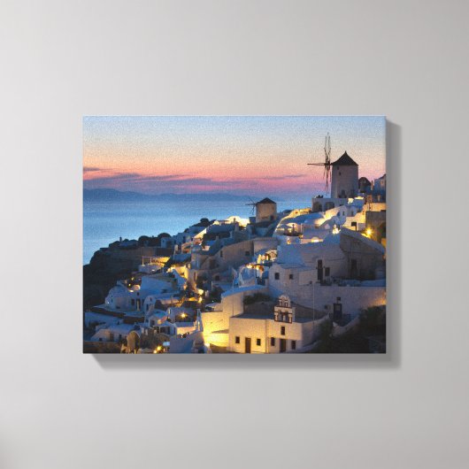 Zonsondergang in Oia Griekenland Canvas Afdruk (Voorkant)