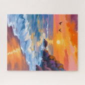 Zonsondergang in Orange Beach | Kustschilderij Legpuzzel (Horizontaal)