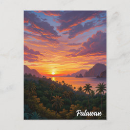 Zonsondergang in Palawan Filipijnen Reizen Briefkaart