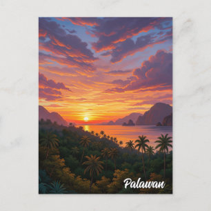 Zonsondergang in Palawan Filipijnen Reizen Briefkaart