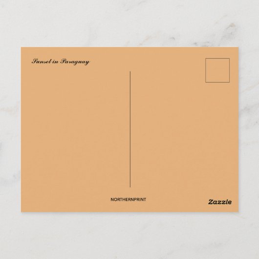 Zonsondergang in Paraguay Briefkaart (Achterkant)