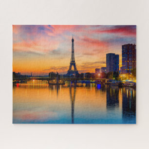 Zonsondergang in Parijs, Frankrijk. Eiffeltoren aa Legpuzzel