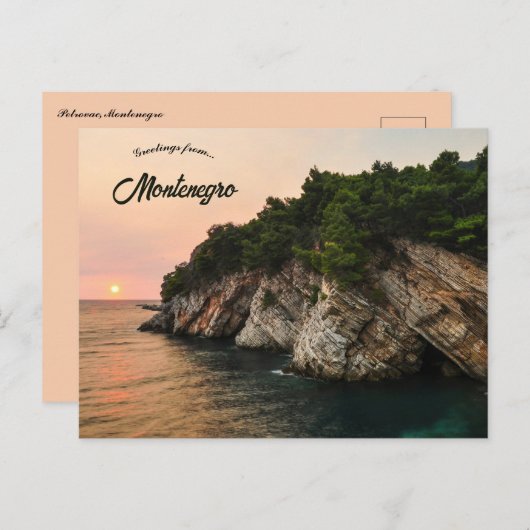 Zonsondergang in Petrovac Montenegro Briefkaart