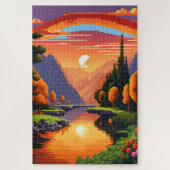 Zonsondergang in pixels legpuzzel (Verticaal)