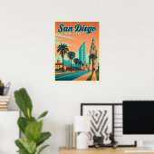  zonsondergang in San Diego California Poster (Thuiskantoor)
