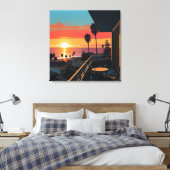 ZONSONDERGANG IN SANTA MONICA #1 CANVAS AFDRUK (Insitu (Slaapkamer))