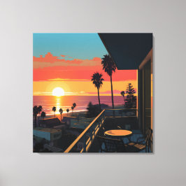 ZONSONDERGANG IN SANTA MONICA #1 CANVAS AFDRUK