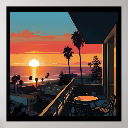 ZONSONDERGANG IN SANTA MONICA #1 POSTER (Voorkant)