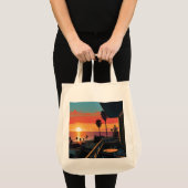 ZONSONDERGANG IN SANTA MONICA #1 TOTE BAG (Voorkant (product))