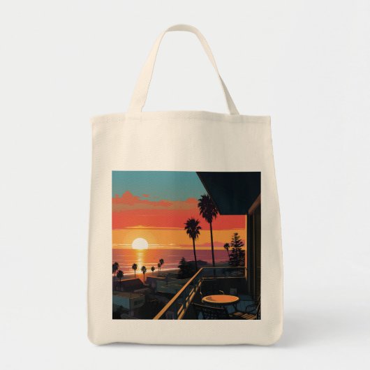 ZONSONDERGANG IN SANTA MONICA #1 TOTE BAG (Voorkant)