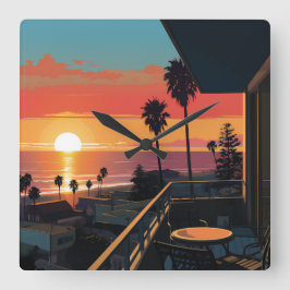 ZONSONDERGANG IN SANTA MONICA #1 VIERKANTE KLOK