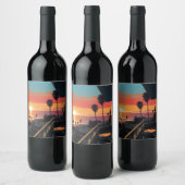 ZONSONDERGANG IN SANTA MONICA #1 WIJN ETIKET (Flessen)
