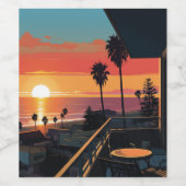 ZONSONDERGANG IN SANTA MONICA #1 WIJN ETIKET (Enkel label)