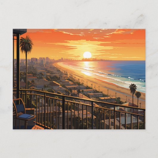 ZONSONDERGANG IN SANTA MONICA #2 BRIEFKAART (Voorkant)