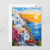 Zonsondergang in Santorini Oia Briefkaart (Voorkant / Achterkant)