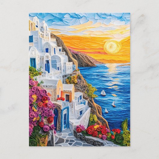Zonsondergang in Santorini Oia Briefkaart (Voorkant)