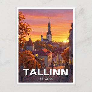 Zonsondergang in Tallinn Estland Reizen Briefkaart