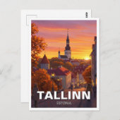 Zonsondergang in Tallinn Estland Reizen Briefkaart (Voorkant / Achterkant)