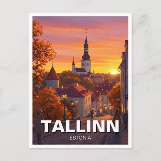 Zonsondergang in Tallinn Estland Reizen Briefkaart (Voorkant)