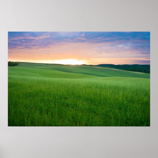 Zonsondergang in Toscane posterprint Poster (Voorkant)
