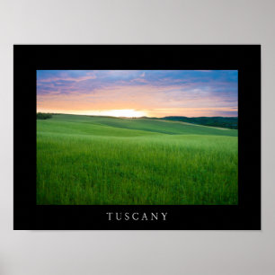 Zonsondergang in Toscane zwart rand poster print
