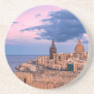 Zonsondergang in Valletta, Malta Zandsteen Onderzetter