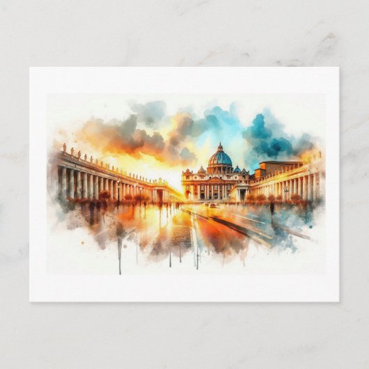 Zonsondergang in Vaticaanstad, Briefkaart (Voorkant)