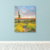 Zonsondergang in woestijnlandschap canvas afdruk (Insitu (Houten vloer))