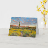 Zonsondergang in woestijnlandschap kaart (Gele Bloem)
