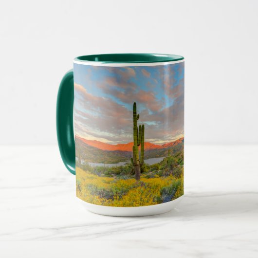Zonsondergang in woestijnlandschap mok (Voorkant links)