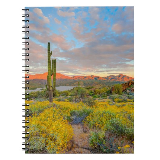 Zonsondergang in woestijnlandschap notitieboek (Voorkant)
