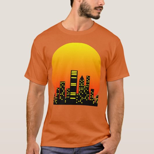 Zonsondergang Inhe Stad grappig T-shirt (Voorkant)