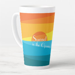 Zonsondergang is de openingsmuziek van de nacht latte mok