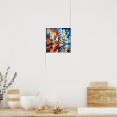 Zonsondergang Jacht Reflectie Poster (Keuken)