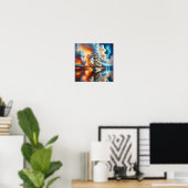 Zonsondergang Jacht Reflectie Poster (Thuiskantoor)