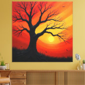 zonsondergang kale boom canvas afdruk (Insitu (Woonkamer))