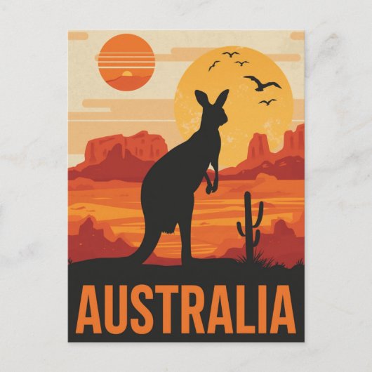 Zonsondergang Kangoeroe in Australië Briefkaart (Voorkant)