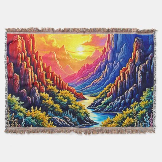 Zonsondergang Kanyon Rivier Kunst Deken (Voorkant)