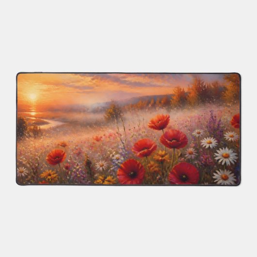 Zonsondergang Klaprozenveld Impressionistisch Schi Bureaumat (Voorkant)