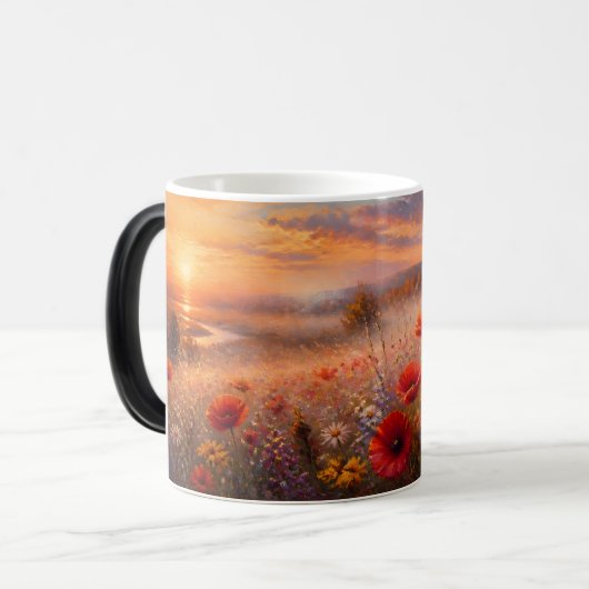 Zonsondergang Klaprozenveld Impressionistisch Schi Magische Mok (Voorkant links)