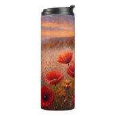 Zonsondergang Klaprozenveld Impressionistisch Schi Thermosbeker (Gedraaid links)
